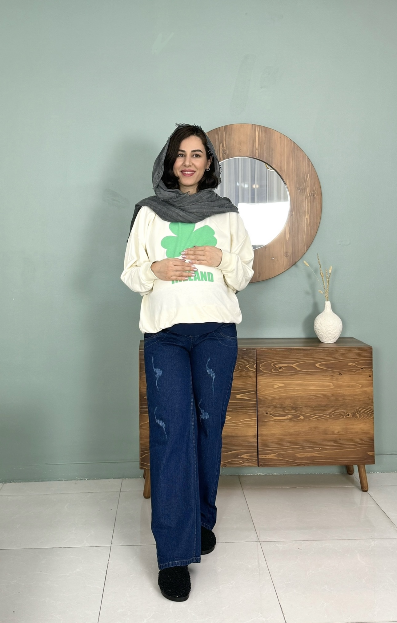 شلوار بارداری جین واید