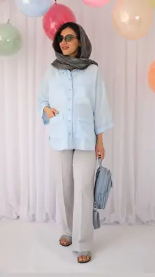 شلوار بارداری نیم بگ لینن - تصویر اصلی